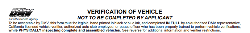 VIN Verification Form REG 31 Quick VIN Verification